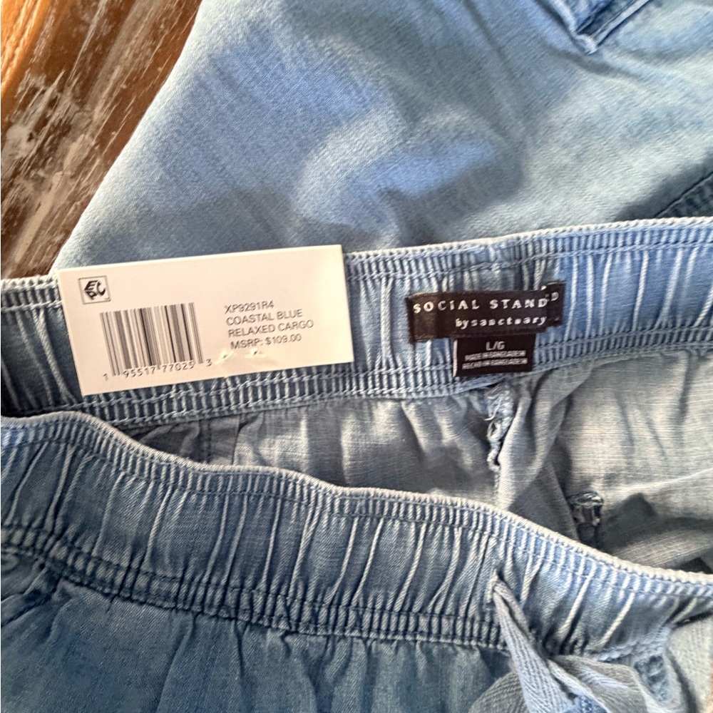 Sanctuary Light Blue Pull-On Cargo Pants large NWTS - Picture 4 of 6